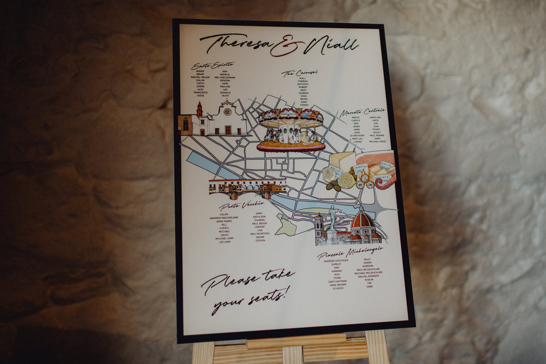 Theresa & Niall's Unique Wedding Table Plan Map