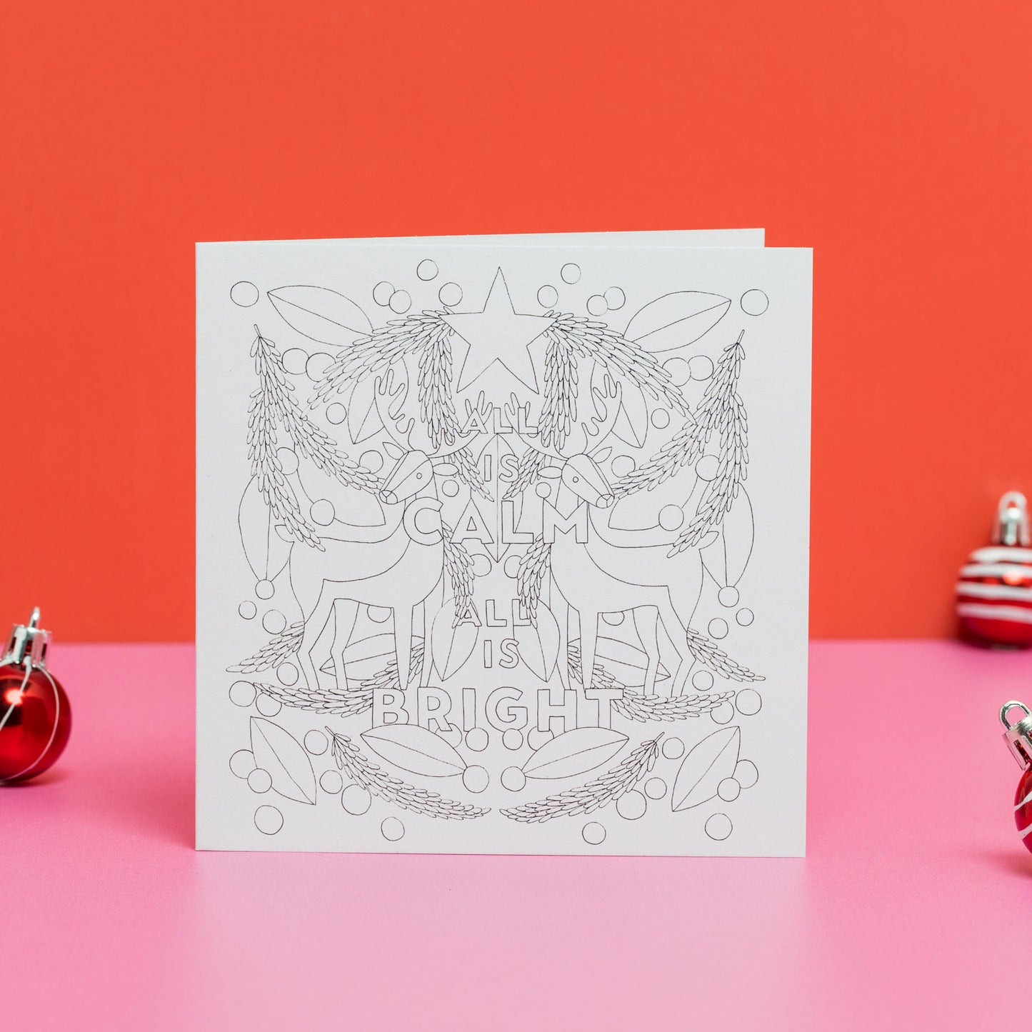 Colour-In Christmas Card Set - Joy, Wonderful and Calm - 3 Pack